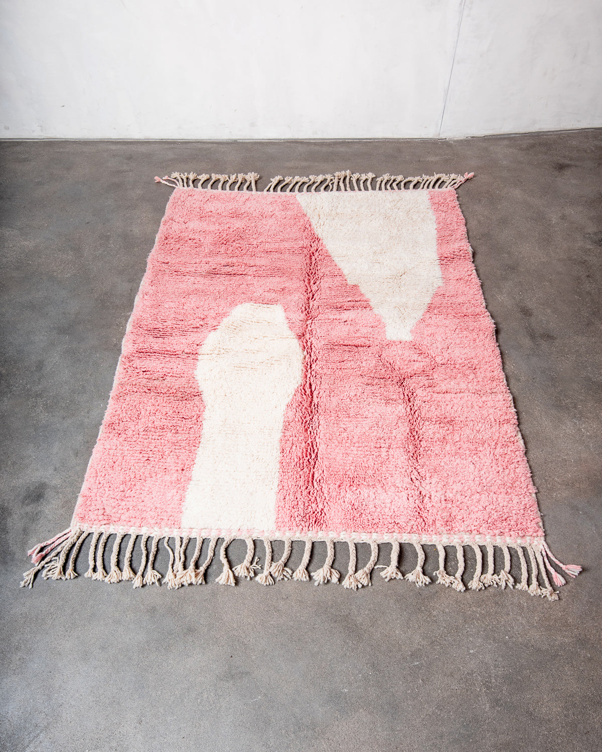 Modern, designer, handcrafted Berber rug from Morocco. Beniourain carpet with beautiful colours and patterns and fluffy wool texture.